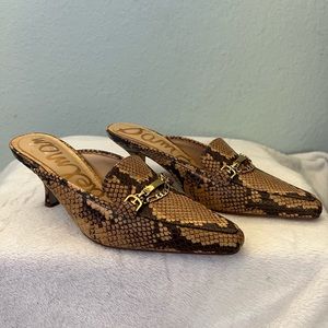 Sam Edelman sandals/shoe snake print leather heels brown black 6 Barely used.